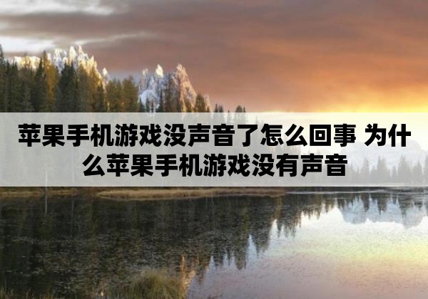 什么手机没有游戏声音软件_没有声音好玩的游戏_手机有声音游戏没声音